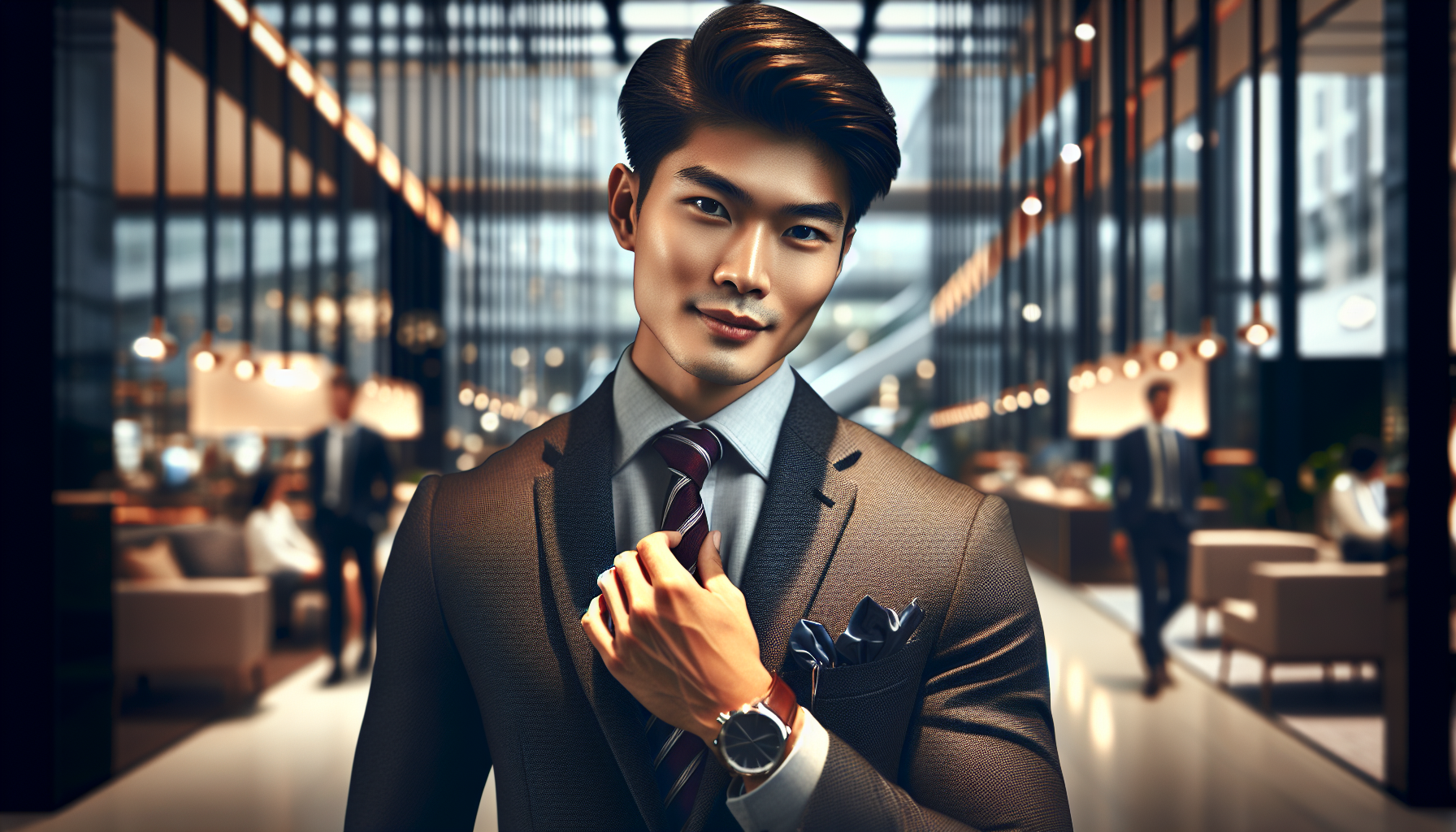 自信あふれる社長のスタイリッシュなファッション姿