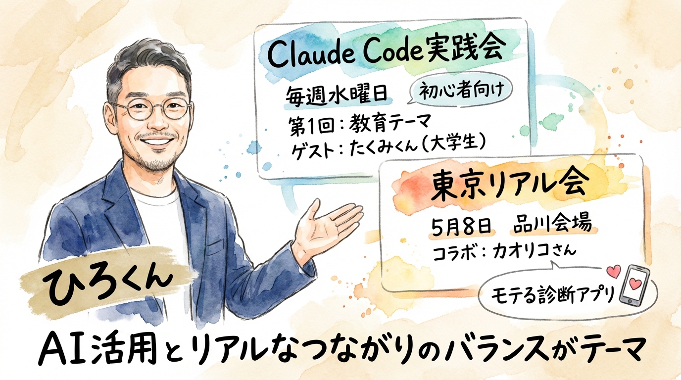 モテは才能じゃない|AI時代こそ"印象"が最強の武器【社長モテる化計画 LIVE #5】 お知らせ Claude Code実践会とリアル会のご案内