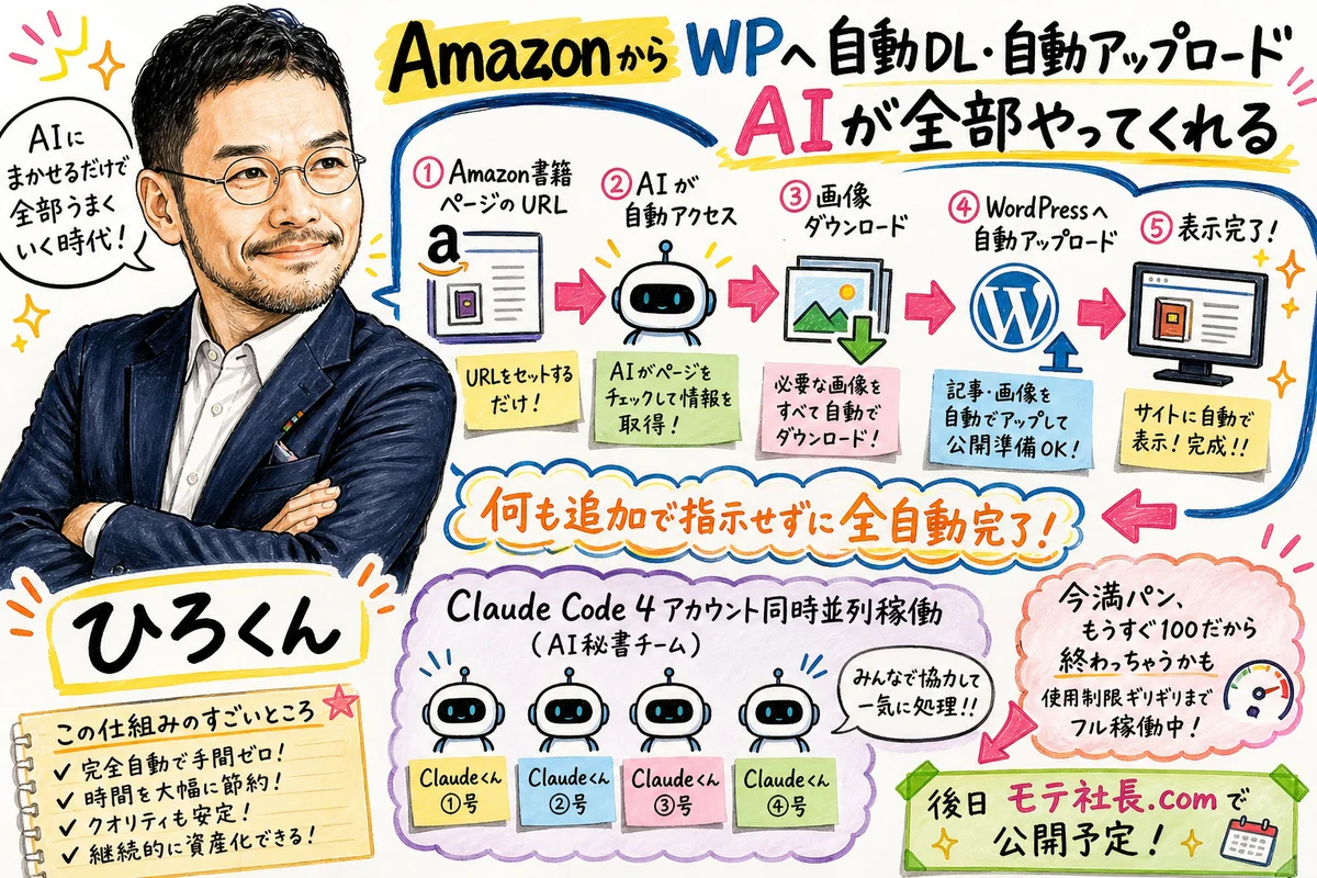 AmazonからWordPressへ書籍画像を自動DL自動アップロード 社長モテる化計画LIVE #8