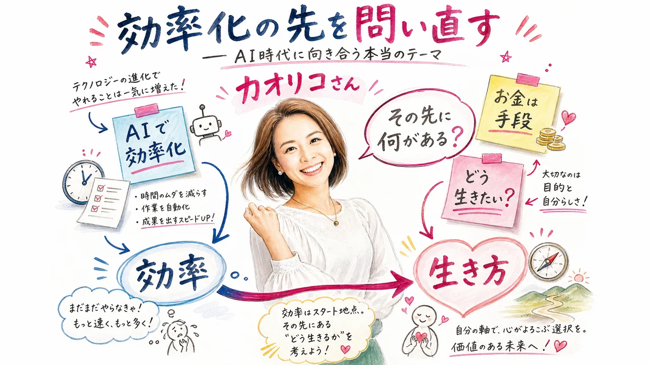 AI時代の生き方を問い直すカオリコさんのグラフィックレコーディング