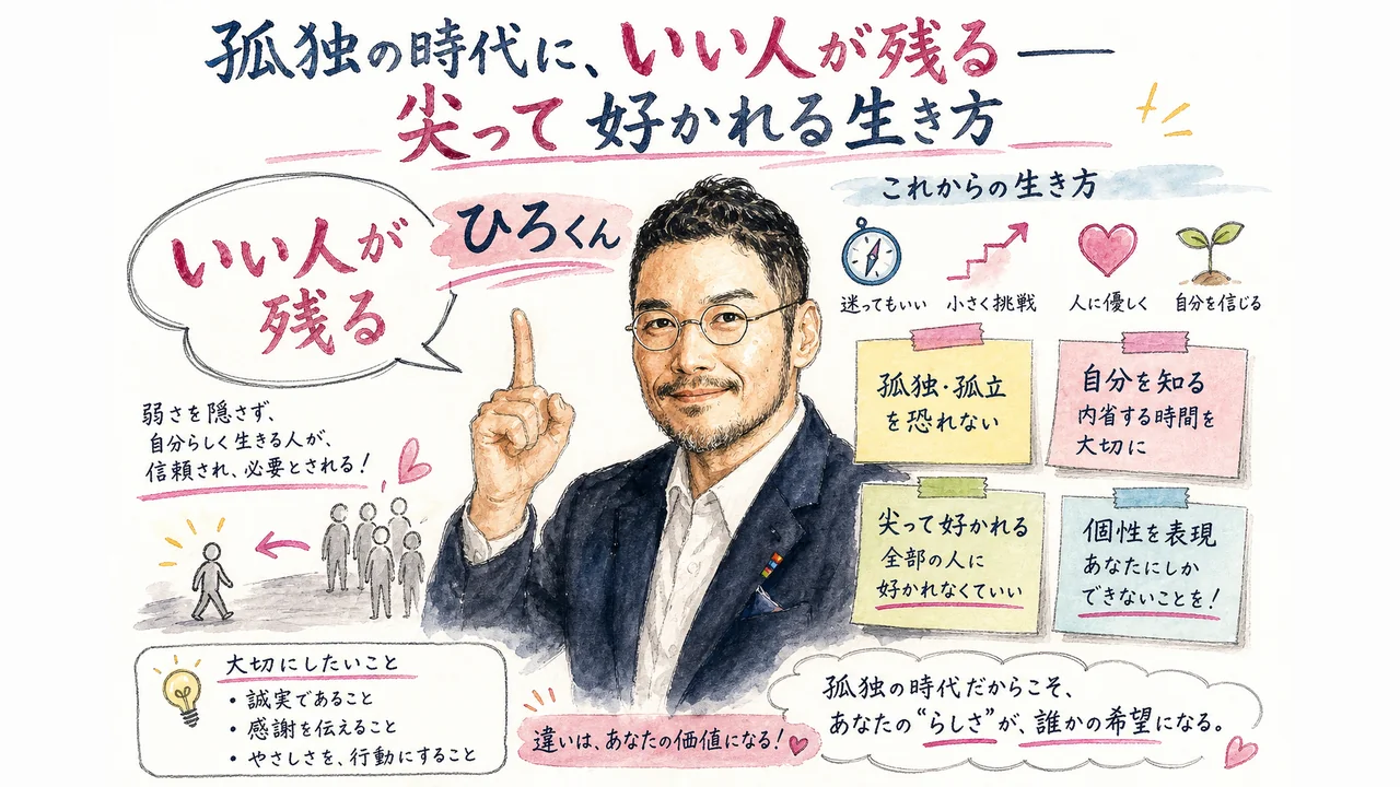 孤独の時代といい人戦略を語るひろくんのグラフィックレコーディング