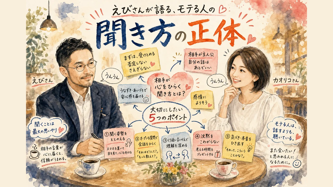 えびさんが語る、モテる人の「聞き方」の正体 グラレコ図解