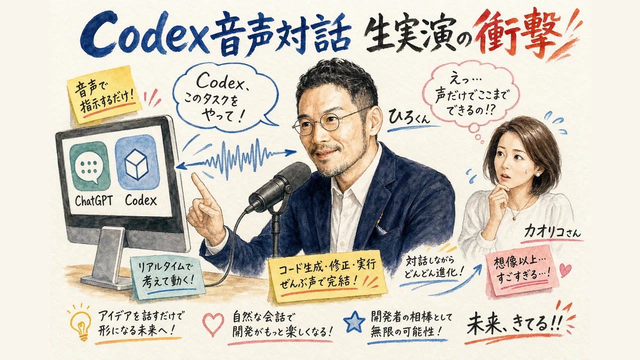 Codex音声対話、生実演の衝撃 グラレコ図解