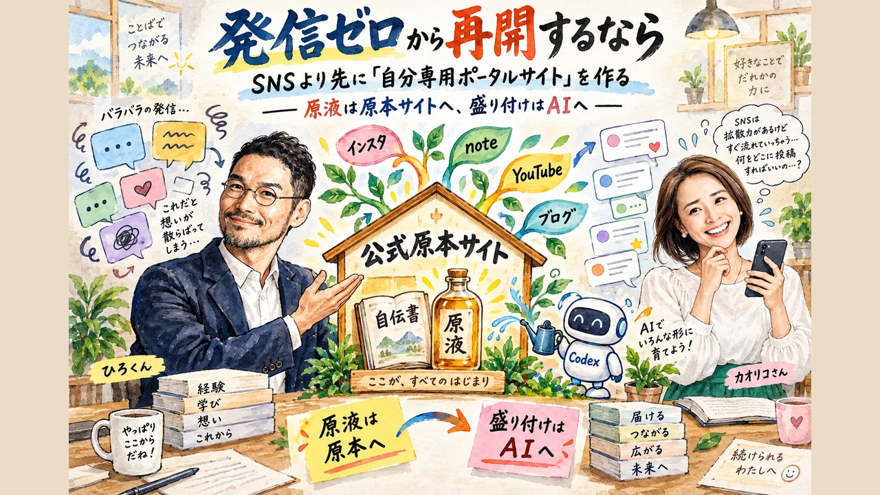発信ゼロから再開するなら、SNSより先に自分専用ポータルサイトを作る 全体図解（社長モテる化計画LIVE #18）